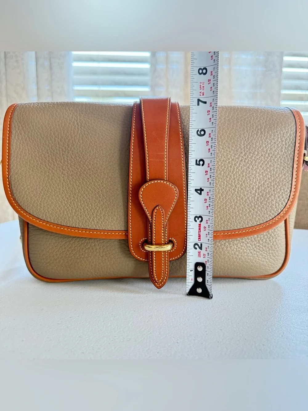 Vintage Dooney & Bourke AWL Overland Bag Taupe Tan Crossbody R52 USA